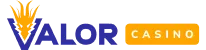 Valor Casino logo in the footer section, featuring a stylized dragon head and the brand name